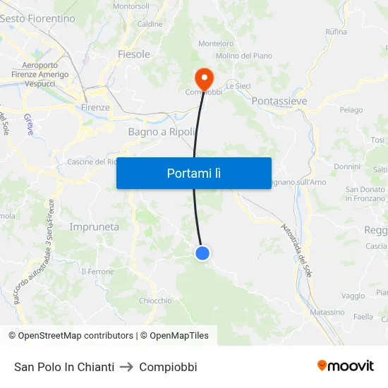 San Polo In Chianti to Compiobbi map