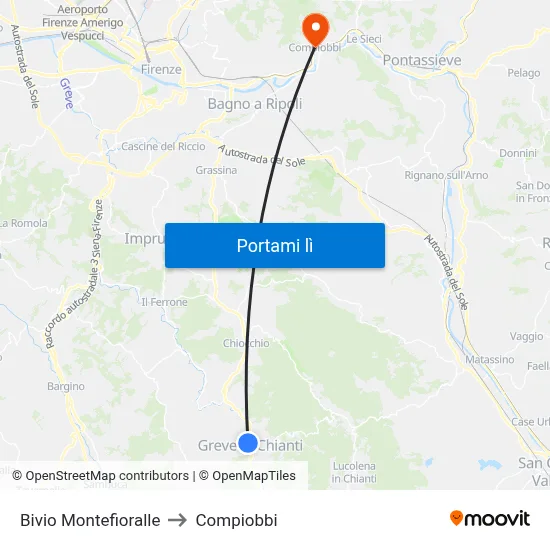 Bivio Montefioralle to Compiobbi map