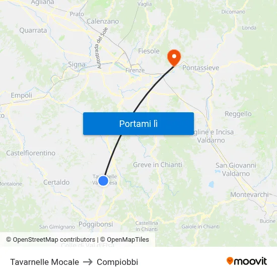 Tavarnelle Mocale to Compiobbi map