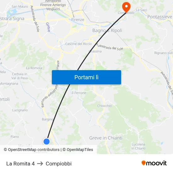 La Romita 4 to Compiobbi map