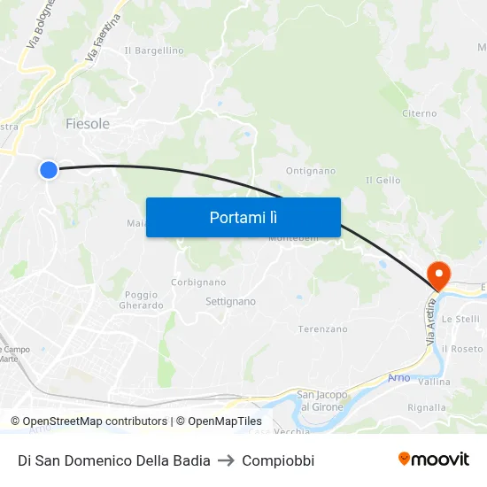 Di San Domenico Della Badia to Compiobbi map