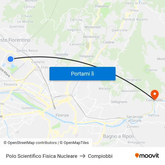 Polo Scientifico Fisica Nucleare to Compiobbi map