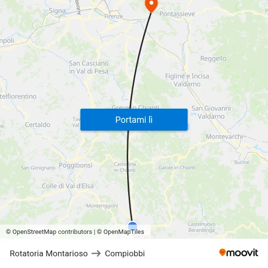Rotatoria Montarioso to Compiobbi map