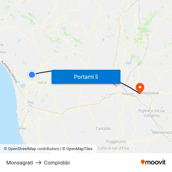Monsagrati to Compiobbi map