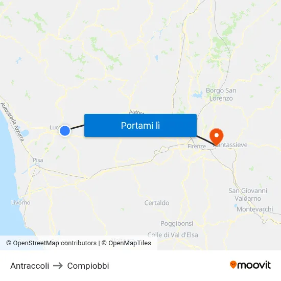 Antraccoli to Compiobbi map