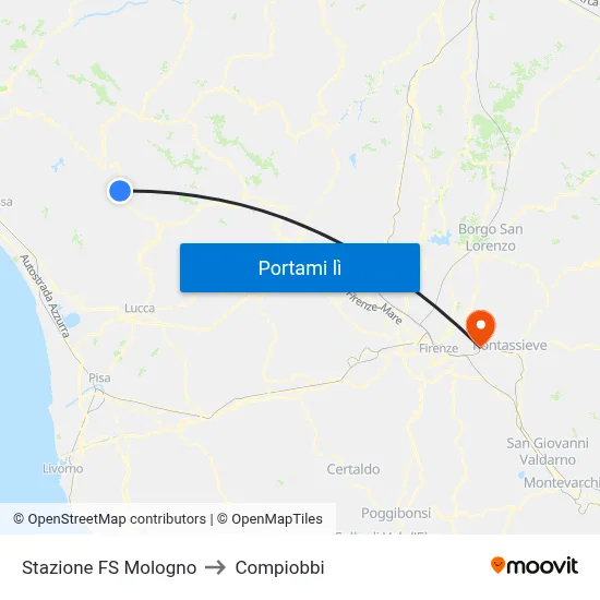 Stazione FS Mologno to Compiobbi map