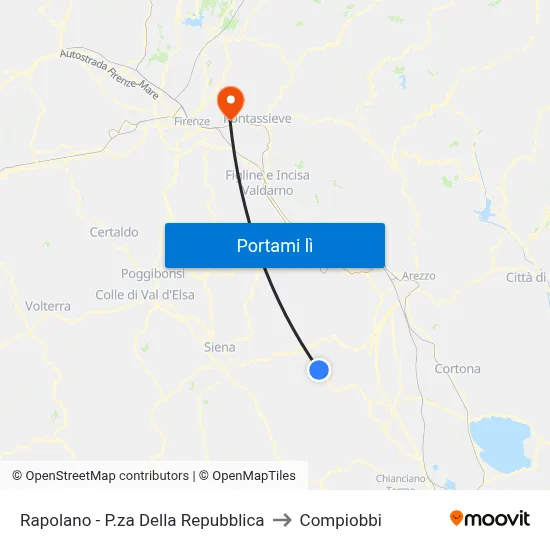 Rapolano - P.za Della Repubblica to Compiobbi map