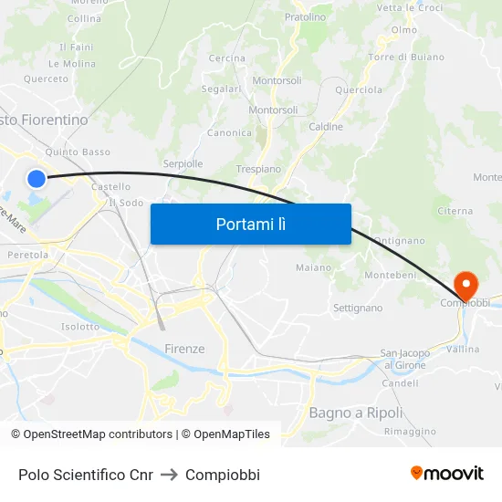 Polo Scientifico Cnr to Compiobbi map