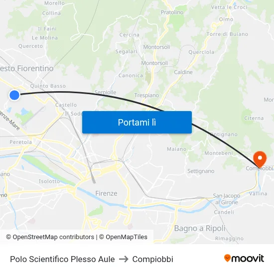 Polo Scientifico Plesso Aule to Compiobbi map