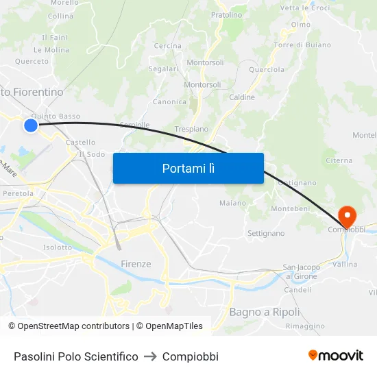 Pasolini Polo Scientifico to Compiobbi map