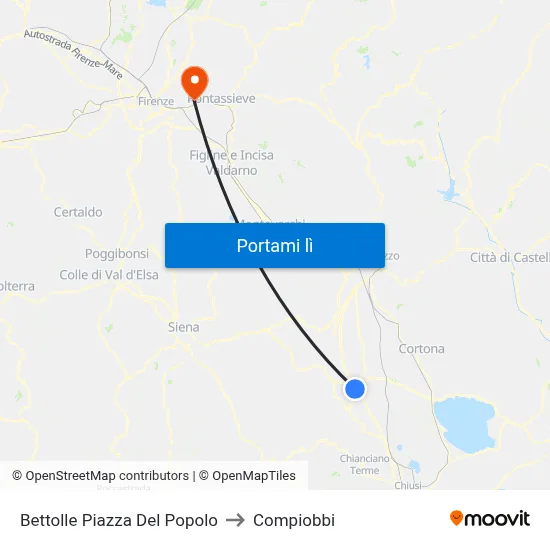 Bettolle Piazza Del Popolo to Compiobbi map