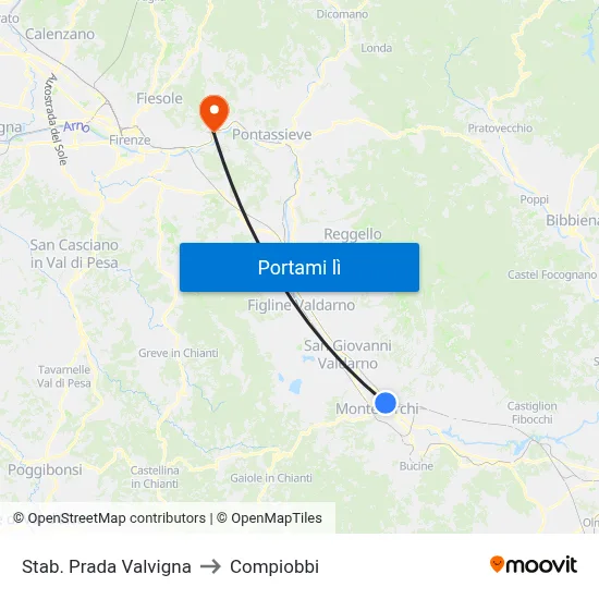 Stab. Prada Valvigna to Compiobbi map