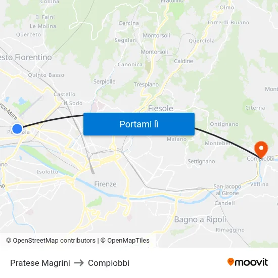 Pratese Magrini to Compiobbi map