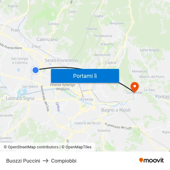 Buozzi Puccini to Compiobbi map