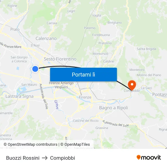 Buozzi Rossini to Compiobbi map