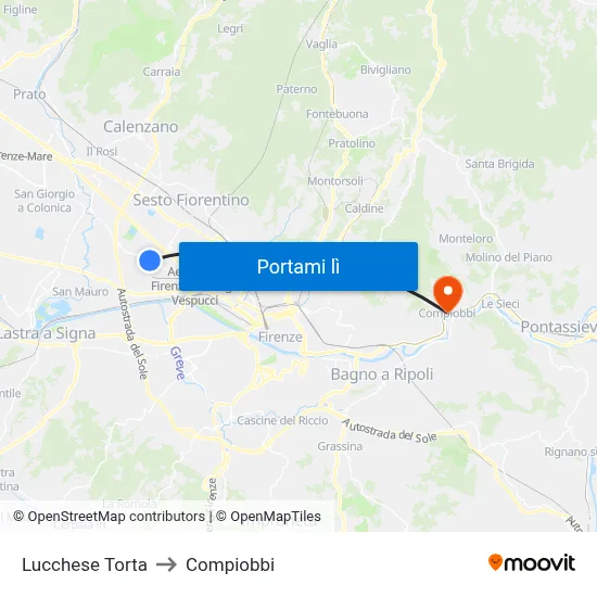 Lucchese Torta to Compiobbi map