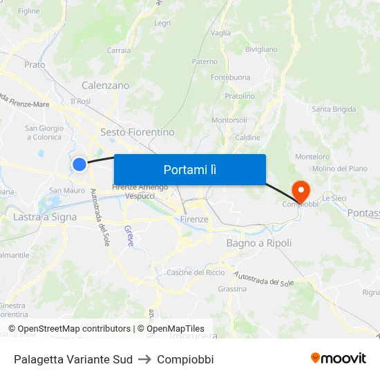 Palagetta Variante Sud to Compiobbi map