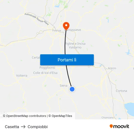 Casetta to Compiobbi map