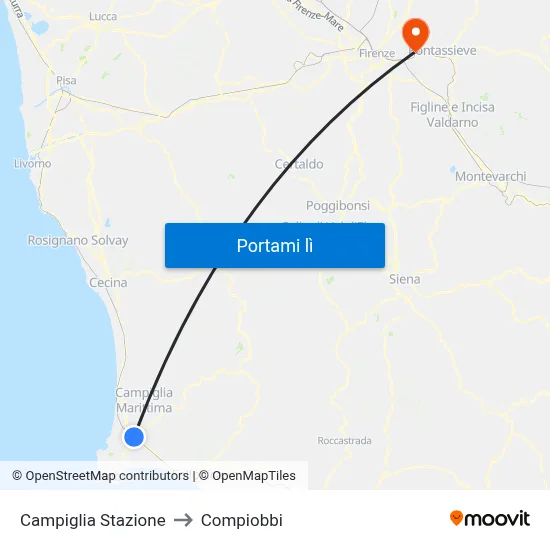 Campiglia Stazione to Compiobbi map