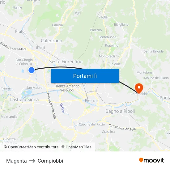 Magenta to Compiobbi map