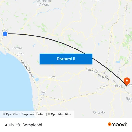 Aulla to Compiobbi map