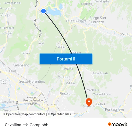 Cavallina to Compiobbi map