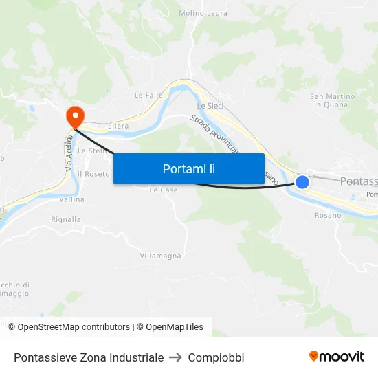 Pontassieve Zona Industriale to Compiobbi map