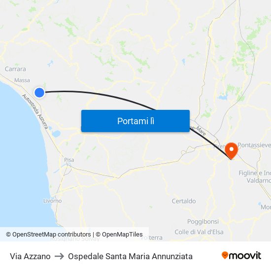 Via Azzano to Ospedale Santa Maria Annunziata map