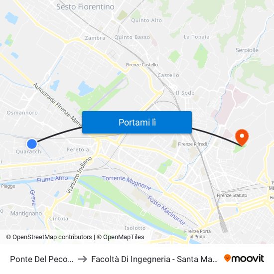 Ponte Del Pecora to Facoltà Di Ingegneria - Santa Marta map