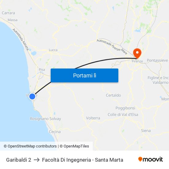 Garibaldi 2 to Facoltà Di Ingegneria - Santa Marta map