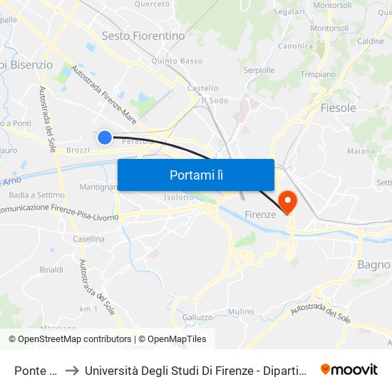 Ponte Del Pecora to Università Degli Studi Di Firenze - Dipartimento Di Architettura - Plesso Di Santa Verdiana map