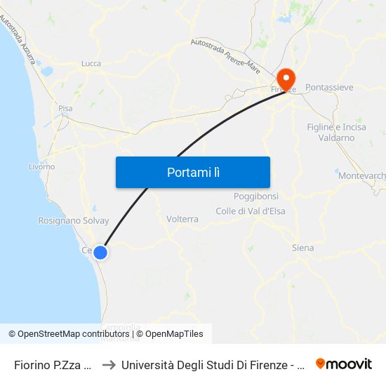 Fiorino P.Zza Volontariato to Università Degli Studi Di Firenze - Complesso Dell'Orbatello map