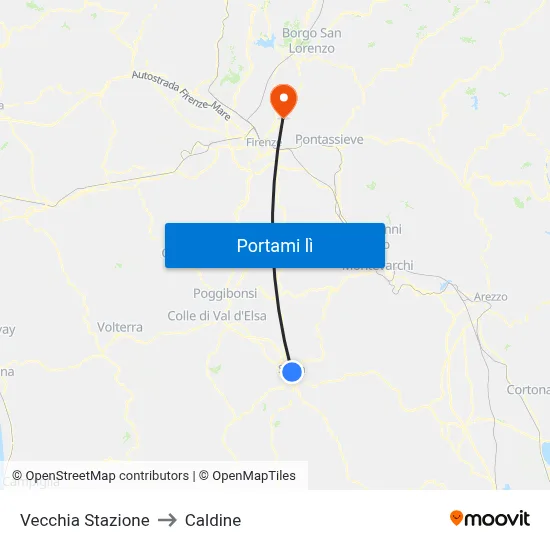 Vecchia Stazione to Caldine map