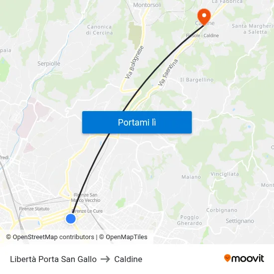 Libertà Porta San Gallo to Caldine map