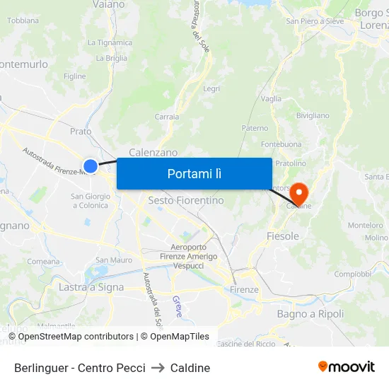 Berlinguer - Centro Pecci to Caldine map
