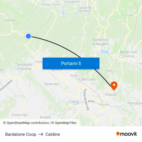 Bardalone Coop to Caldine map