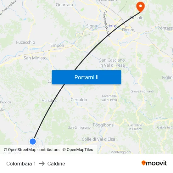 Colombaia 1 to Caldine map
