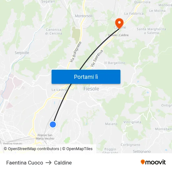 Faentina Cuoco to Caldine map
