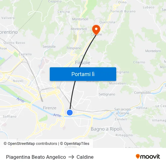 Piagentina Beato Angelico to Caldine map