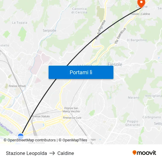 Stazione Leopolda to Caldine map