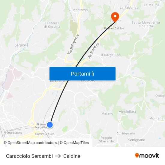 Caracciolo Sercambi to Caldine map