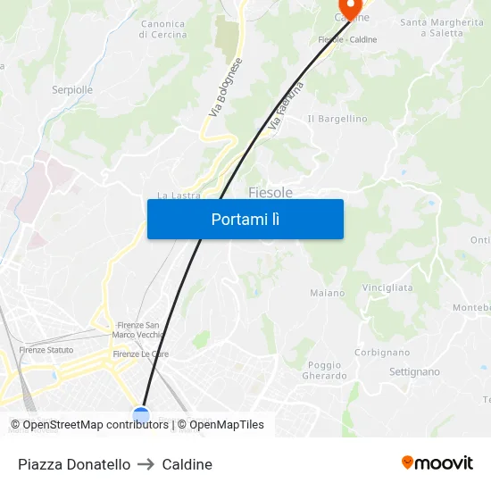 Piazza Donatello to Caldine map