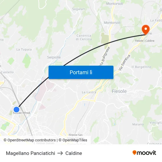 Magellano Panciatichi to Caldine map