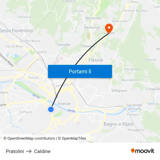 Pratolini to Caldine map