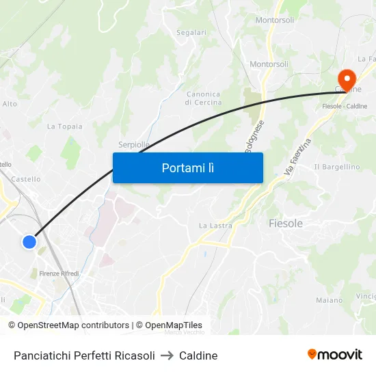 Panciatichi Perfetti Ricasoli to Caldine map