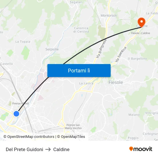 Del Prete Guidoni to Caldine map