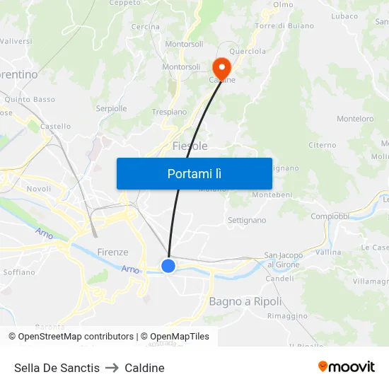 Sella De Sanctis to Caldine map