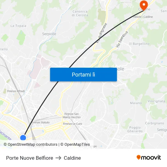 Porte Nuove Belfiore to Caldine map