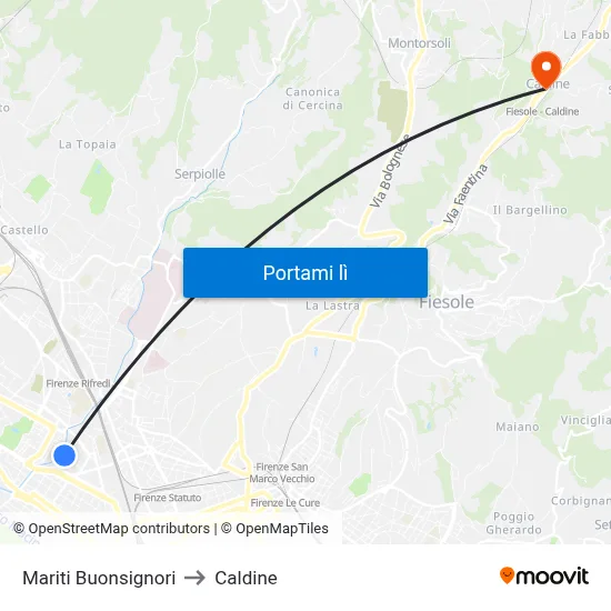 Mariti Buonsignori to Caldine map