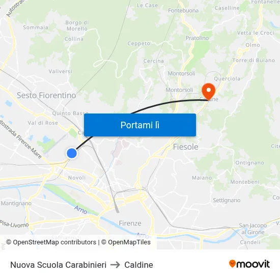 Nuova Scuola Carabinieri to Caldine map